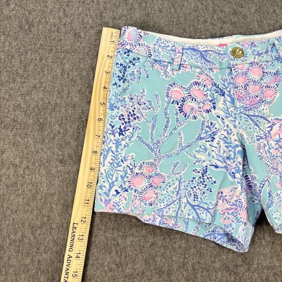 Lilly Pulitzer Shorts Womens 0 Blue Pink Coral Reef Print Summer Beach Resort - Picture 6 of 6